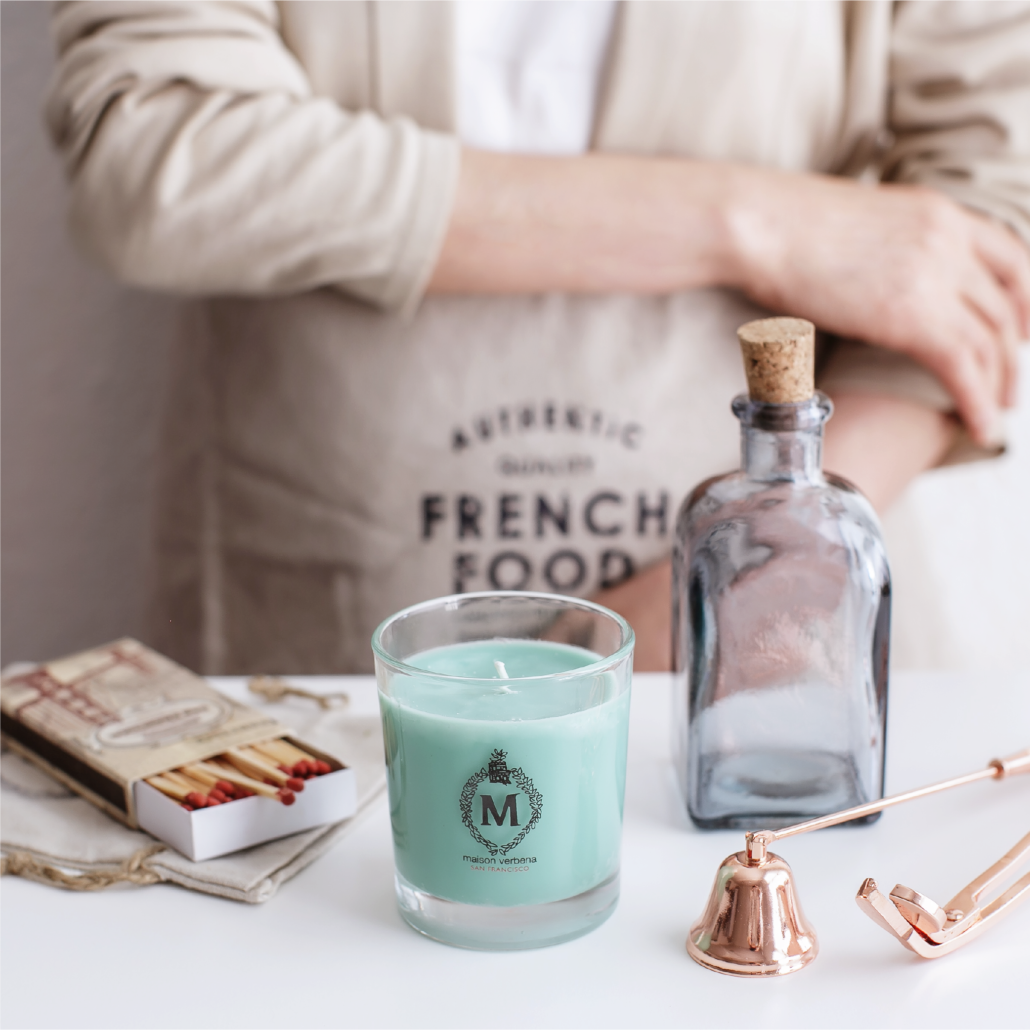 Maison Verbena candle on table